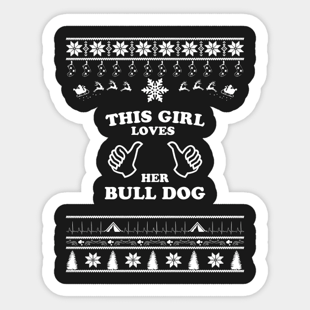 Merry Christmas Bull  Dog Sticker by bryanwilly